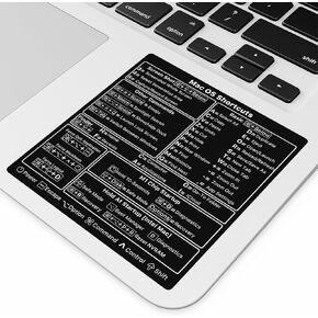 (3-Pack) Mac OS Shortcut Stickers for MacBook | Durable No-Residue Vinyl Keyboard Sticker | Clear/Black Design for MacBook Air & Pro (13-16") | Mac Laptop Decal | Any MacBook (Clear (3-Pack))