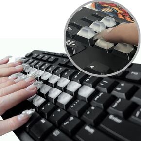 Keyboard Stickers for Long Nails Protector Raised Clear Silicone Keyboard Self Adhesive Cover Nail Art Suitable for Round Button Keyboard (Square, 80 PCS)