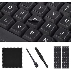 2PCS Russain Keyboard Stickers with Tweezer, Replacement Cyrillic Keyboard Sticker with Orange Letterring Black Background, Russian-English Keyboard Sticker for PC Laptop Notebook Computer Desktop