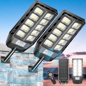 CEDIO Solar Lights Outdoor, IP66 Waterproof Solar Street Lights, Solar Street Lights Outdoor, Solar Lights Outdoor for Outside, Solar Flood Lights 6500K Dusk to Dawn with Motion Sensor, 2Pack