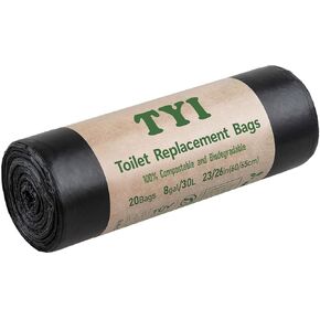 【Upgrade】Portable Toilet Bags for Camping, 20 Count Toilet Replacement Bags, 8 Gallon, 30 Liter, 100% Biodegradeable for Use with 5 Gallon Bucket, BPI & OK compost INDUSTRIAL Certified