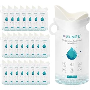 OUMEE 8/12/20/23/28 Pcs Emergency Disposable Urinal Bags, 700 ML Camping Pee Bags Unisex Urine Bag Vomit Bag for Travel Traffic Jam Portable Toilet Bag for Men Women