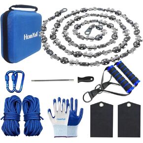 High Reach Tree Limb Hand Rope Saw for Tree Trimming 53 Inch High Limb Rope Chain Saw Manual Pocket Chainsaw with Blades on Both Sides for Yard Gardening work Hiking Camping Survival Gear
