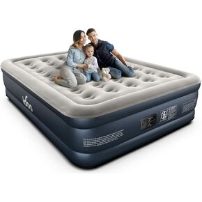 iDOO Queen Air Mattress with Built in Pump, 18 Raised Comfort Blow up Mattress, Upgraded Four Chamber Airbed, Inflatable Mattress for Guests and Home, colchon inflable, Air Bed, 650 lbs Max