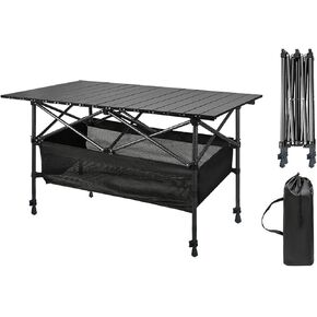 Foldable Camping Table, Portable Aluminum Folding Camp Table That Fold Up Lightweight, Grill Beach Table for Outdoor, Backyard, BBQ, Party, Patio, Picnic