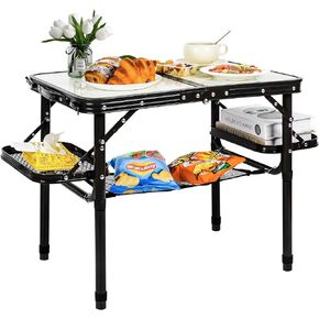 طاولة صغيرة قابلة للطي ، طاولة معسكر محمولة قابلة للتعديل 3-ارتفاع (25 بوصة كحد أقصى) مكتب قابل للطي خفيف الوزن مع مقبض الحمل وجيب شبكة ، 50 ٪ مساحة إضافية للتخييم ، النزهة الداخلية في الهواء الطلق in Kuwait