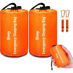 Emergency Sleeping Bag Survival Bag, Cymuber Portable Waterproof Thermal Bivy Sacks Tac Bivvy Bags,Camping Mylar Sleeping Bag Survival Gear Emergency Blankets Survival Shelter