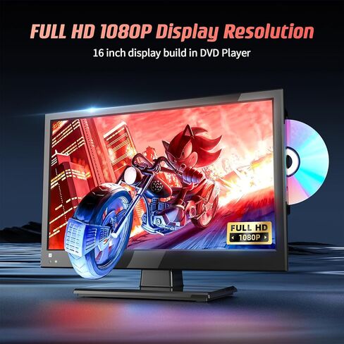 16.1 بوصة تلفزيون DVD Combo Small TV for Kitchen 1080p LCD غير الذكي تلفزيون 12 فولت تليفزيون DVD مناسبة للمطبخ ، غرفة Kid ، الطابق السفلي ، Camper RV (161TV2-01NEW) in Kuwait