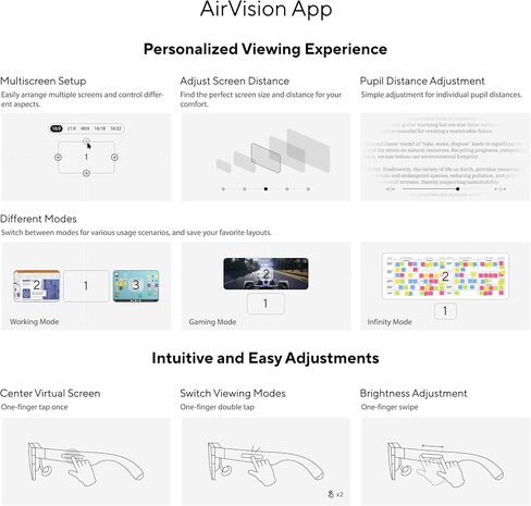 ASUS AirVision M1 Smart AR Glasses - 100" Micro-OLED Wearable Display, 1100 nits, Multi-Screen, Speakers, USB-C, Magnetic Shade, Designed for ROG Ally/Steam Deck/PC/iPhone 16/15/Android/Mac/Tablet in Saudi Arabia
