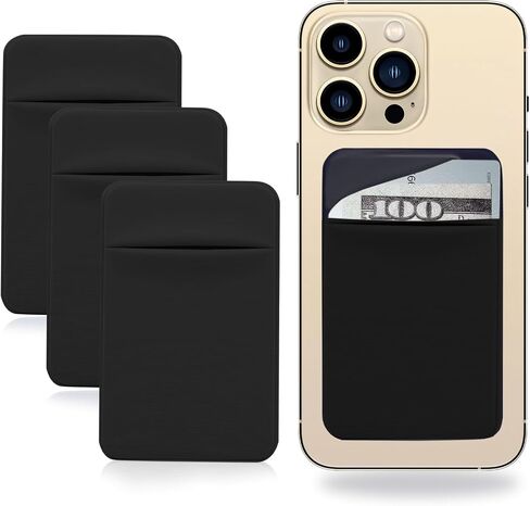 3Pack Adhesive Cell Phone Card Holder Pocket for Back of Phone with Flap, Stick on Wallet ID Credit Card Holder Pouch Sleeve Self Adhesive Sticker Case for iPhone Samsung 3Black in Kuwait