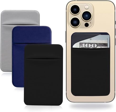 3Pack Adhesive Cell Phone Card Holder Pocket for Back of Phone with Flap, Stick on Wallet ID Credit Card Holder Pouch Sleeve Self Adhesive Sticker Case for iPhone Samsung 3Black in Kuwait