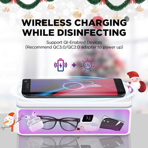 Multifunctional UV Light Sanitizer Box with Wireless Charging and 8 UV-C LED Lights for Phones, Toothbrushes, Jewelry, and More in Saudi Arabia