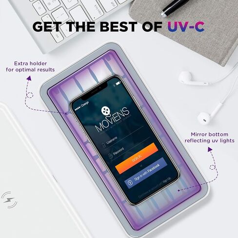 Multifunctional UV Light Sanitizer Box with Wireless Charging and 8 UV-C LED Lights for Phones, Toothbrushes, Jewelry, and More in Saudi Arabia