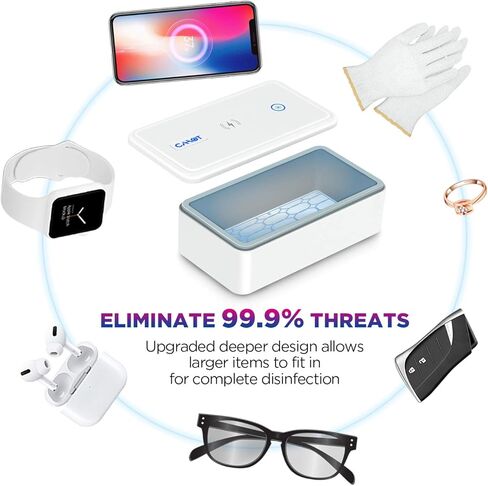 Multifunctional UV Light Sanitizer Box with Wireless Charging and 8 UV-C LED Lights for Phones, Toothbrushes, Jewelry, and More in Saudi Arabia