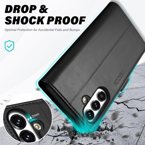محفظة Case Tucch لـ Galaxy S25 Ultra ، Kickstand [Rfid Locking] حامل البطاقة ، جلود Pu Magnetic Magnetic [TPU srackproof Interior Case] ​​غطاء الواقي المتوافق مع Galaxy S25 Ultra ، Black in Kuwait