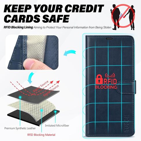 TUCCH Wallet Case for Galaxy S25+ Plus (6.7") 2025, 4 Card Holders, Black in Kuwait
