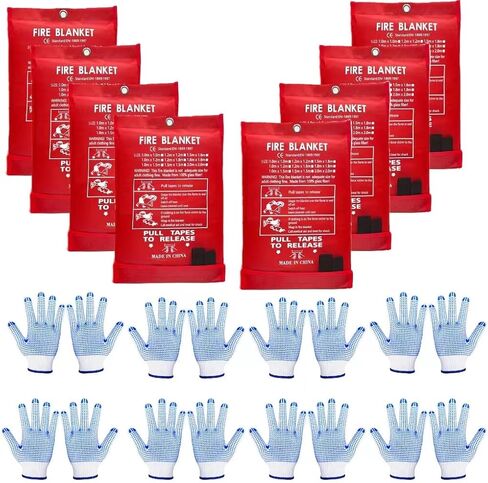 Blankets 8 Packs with Gloves. High Heat-Resistant fire Blankets for Home Security, Kitchen and Camping, Emergency fire Blankets for Home and Kitchen, in Saudi Arabia