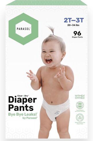 Parasol Chlorine Free Disposable Diaper Pants, Size 4 (2T-3T) 48 Count, Pull On Style with RashShield Protection and Active 360 Comfort Wrap, Hypoallergenic Training Diaper in Saudi Arabia