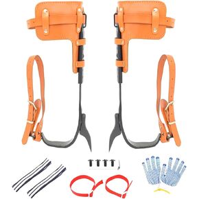 Upgrade Leather Tree Climbing Spikes,Tree Climbing Gear,Tree Spurs with Adjustable Length Design,Tree Spikes for Climbing,Tree Spikes for Tree Work,Logging, Fruit Picking (Yellow)