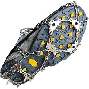 Ice Grippers for Shoes and Boots - 28-Spike Crampons for Safe Walking, Jogging, Hiking, and Mountaineering on Snow and Ice