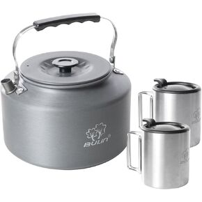 Bulin 2.2L Camping Kettle with 2&4 Stainless Steel Cups for Outdoor Camping Cookware Hiking Backpacking Kitchen Campfire and Picnic, Carrying Bag