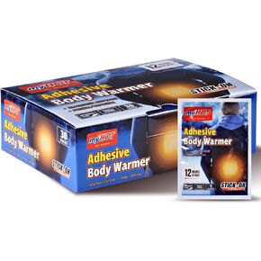 Adhesive Body Warmer - Up to 12 Hours, Long Lasting Heat, Adhesive, Air-Activated Heater for Outdoor Sports, Camping, Winter Commutes - Made in Korea