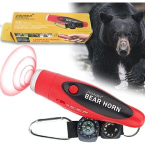 120dB Electronic Air Horn with Compass & Thermometer - Bear Horn to Scare Bears - Self Defense for Hiking