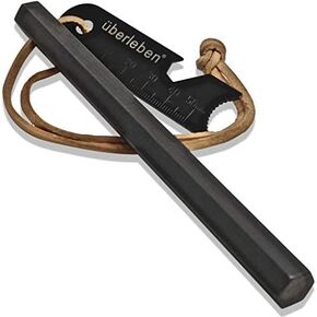 Überleben Hexå Ferro Rod Fire Starter for Survival – Up to 20,000 Strikes, 1/2" Thick Hexagon Fire Steel with Striker and Lanyard – Waterproof Flint and Steel for Camping