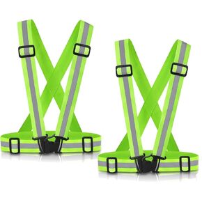 Reflective Vest Running 2Pack, High Visible Safety Running Gear for Biking Jogging Dog Walking, Adjustable for Men Women Kids