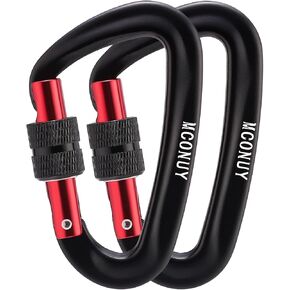 12kN Locking Carabiner Clips, Small Aluminium Carabiners Keychain, Heavy Duty Caribeaners for Camping, Hiking, Hammocks, Swings, Dog Leash, 2 Pcs