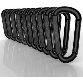 Heavy Duty Carabiner Clip, 10PCS Steel Carabeaners 1100lbs,3" D Shaped Spring Hook Small Clips for Hammocks, Camping, Hiking, Keychains, Outdoors and Gym, Dog Leash,Harness and Key Ring