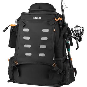 Kalkal Fishing Backpack with Cooler, 51L Large Fishing Tackle Backpack with Rod Holders, Lightweight 900D Fishing Tackle Bag Storage Fishing Gear for Fishing, Camping, Hiking, Fishing Gifts for Men