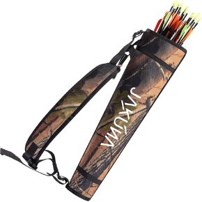 JAKUNA Hip and Back Quiver for Arrows - Black Arrow Quiver for Kids and Adults - Adjustable Arrow Holder with a Padded Strap and Belt Clip - Archery Accessories for Field and Practice