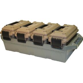 MTM AC4C 4- can Ammo Crate, Convenient size, Stackable, easy carry and transport of 30 caliber ammo, Rugged tactical carrying crate, USA Made, 23.6"L x 11.25"W x 7.5"H, Brown