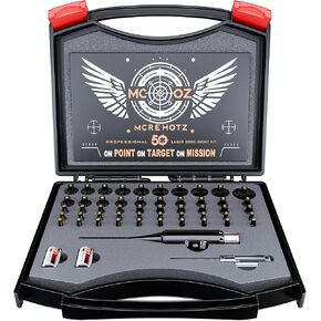 Professional Laser Bore Sighting Kit: Red Bore Sight with 50 Adapters - Multiple Caliber Bore Sighter Perfectly Choice for All Gun - .17 Cal to 12GA Rifle Pistol Boresighter