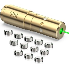 MidTen Green Laser Bore Sight 223 5.56mm 9mm Laser Boresighter with 4 Sets of Batteries