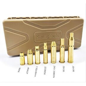 BoreSighter for 223/9MM/7.62X39MM/30-30/30-06/.25/270/243/308/7MM/ 45ACP Colt Caliber Rifle Scope Handgun Brass Red Dot Boresight Kit for Hunting with AG3 Batteries (Special, Bullet Type)