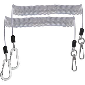 Fishing Lanyard, Heavy Duty Coiled Lanyards Stainless Steel Wire Inside, Safety Rope Extension Cord Tether Retractable Fishing Accessories for Rods, Pliers, Boating, Paddles, Kayak