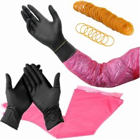 32 Pairs Field Dressing Gloves, Disposable Deer Gutting Gloves for Hunting Cleaning, Veterinary Gloves Includes Disposable Arm Gloves & Nitrile Gloves