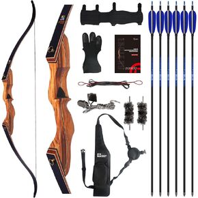 Sanlida Eagle X9 New 58" RTH Standard Hunting Recurve Bow and Arrow Set for Adults and Hunters, Wooden Takedown Hunting Recurve Bows Package for Outdoor, Hunting and Practice 25-60 Lbs