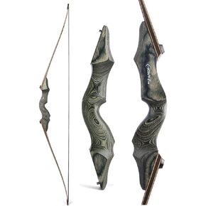 60 Inch Black Hunter Takedown Longbow 20-60lbs Traditional Wood Longbow Right Hand and Left Hand American Hunting Longbow for Outdoor Hunting Shooting