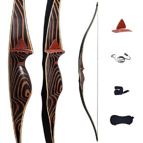 Deerseeker Archery 54" Traditional Bow Hunting Longbow with Bamboo Core Limbs Handmade Recurve Bow RH/LH for Targeting Practice Shooting Youth & Adults Bow Set 15-80lbs