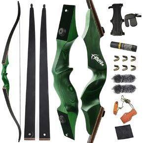 ZSHJGJR 60" Black Hunter Original Recurve Bow for Adults American Hunting Longbow Archery Bow 20-60lbs Right Handed for Archery Hunting Shooting Practice