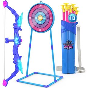 2 Pack Bow and Arrow Set for Kids, Light Up Archery Set with 14 Suction Cup Arrows, Archery Targets Outdoor Games for Kids Ages 4-8 8-12, Birthday Gifts Toys for 5 6 7 8 9 10 11 12 Year Old Boys Girls