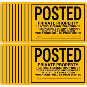 20 Pcs Private Property No Trespassing Sign No Hunting or Trespassing Signs Warning Signs for Property 10"X7" Funny Posted Aluminum Metal Signs