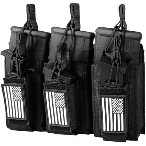 FUNANASUN Open-Top Triple Mag Pouch Double Stack Ar/Pistol mag pouchMolle Pouches for M4/M16/AK/AR Glock/9mm Magazines