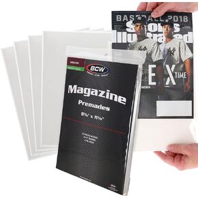 BCW Magazine Premade Non-Resealable Bags and Boards | Standard Size 8 ¾" x 11⅛" | Pre-Loaded Boards in Magazine Sleeve Protectors | Ideal for Packaging and Protecting Magazines (50, Non-Resealable)