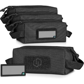 Savior Equipment Loose Sacs 4-Pack Tactical Ammo Pouch Firearm Ammunition Carrier Bag, ID Patches Included, Rifle Carbine Pistol Revolver Ammos Transportation Soft Case Hunting Shooting Range Gear