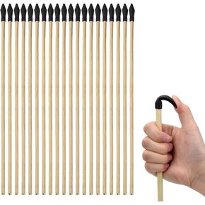 20 Pcs Wooden Arrows Soft Rubber Tips, 17 Inch Handmade Wooden Toy Arrow for Kids and Beginners, Archery Bows Outdoor Play Cosplay Costume Decoration