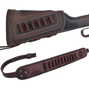 1 Set of Gun Buttstock Cheek Rest Pad with Shell Holder Sling for 308 30-06 .44MAG